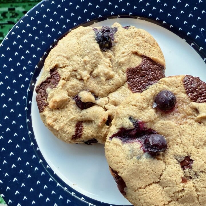 Blueberry Dark Chocolate Chip Cookies (or Skillet Cookie)