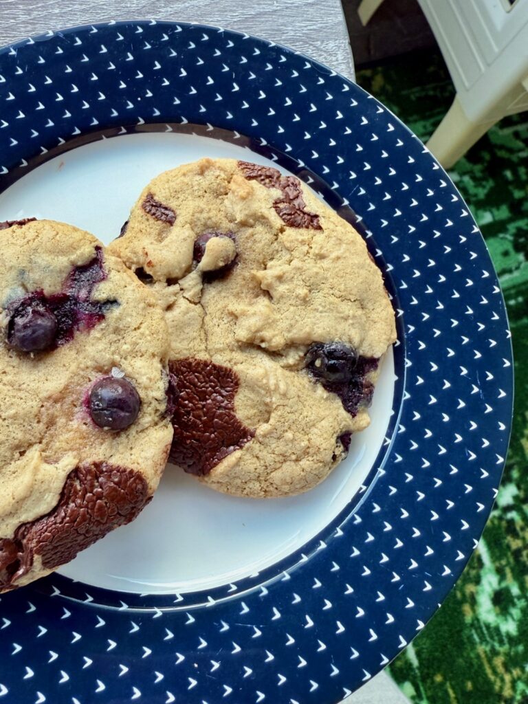 Blueberry Dark Chocolate Chip Cookies (or Skillet Cookie)