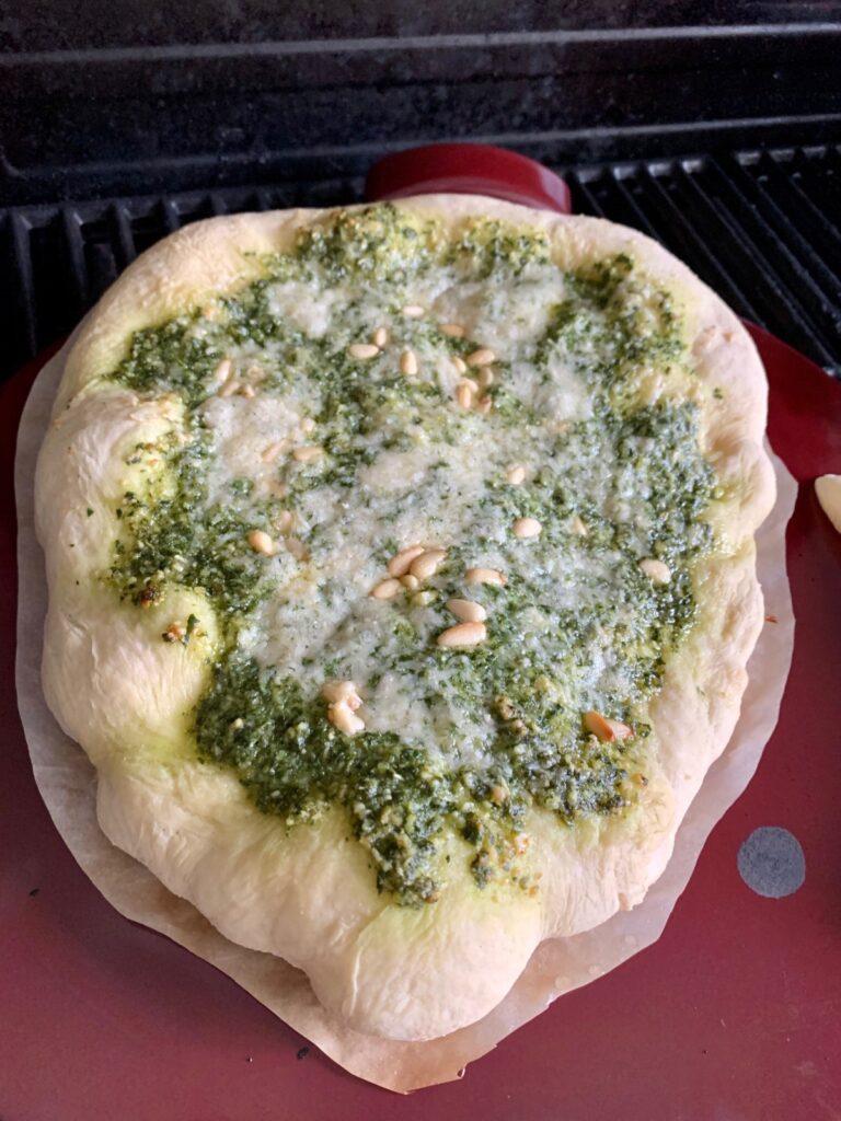 Simple Grilled Pesto Pizza