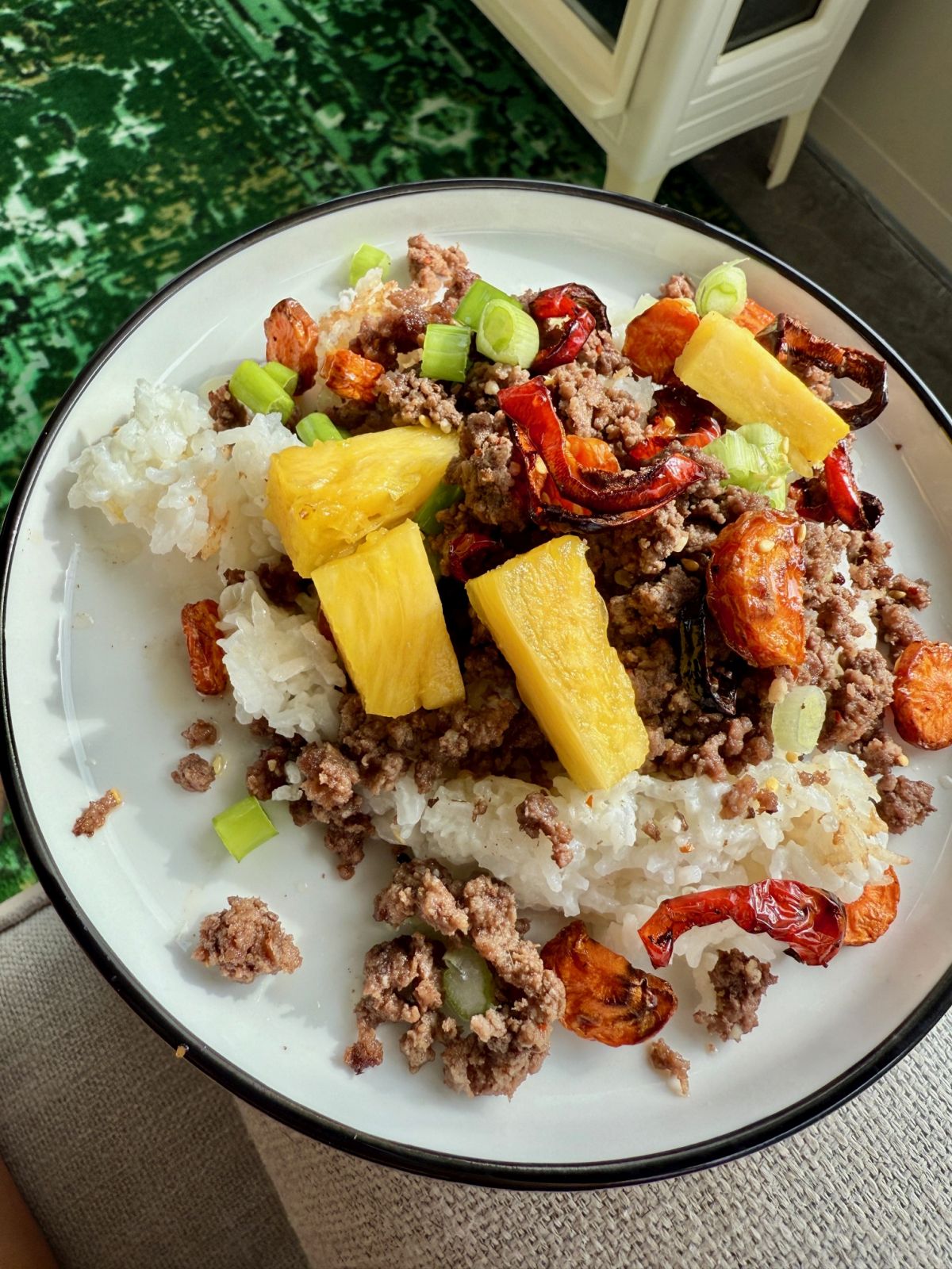 Pineapple & Honey Beef with Coconut Rice | This super easy pineapple honey beef is a perfect weeknight meal that everyone will love!  It's packed with flavor and SO easy to make...15 minutes and you have a meal on the table.  I love pairing it with a fragrant coconut rice and some veggies for a delicious, healthy meal!  