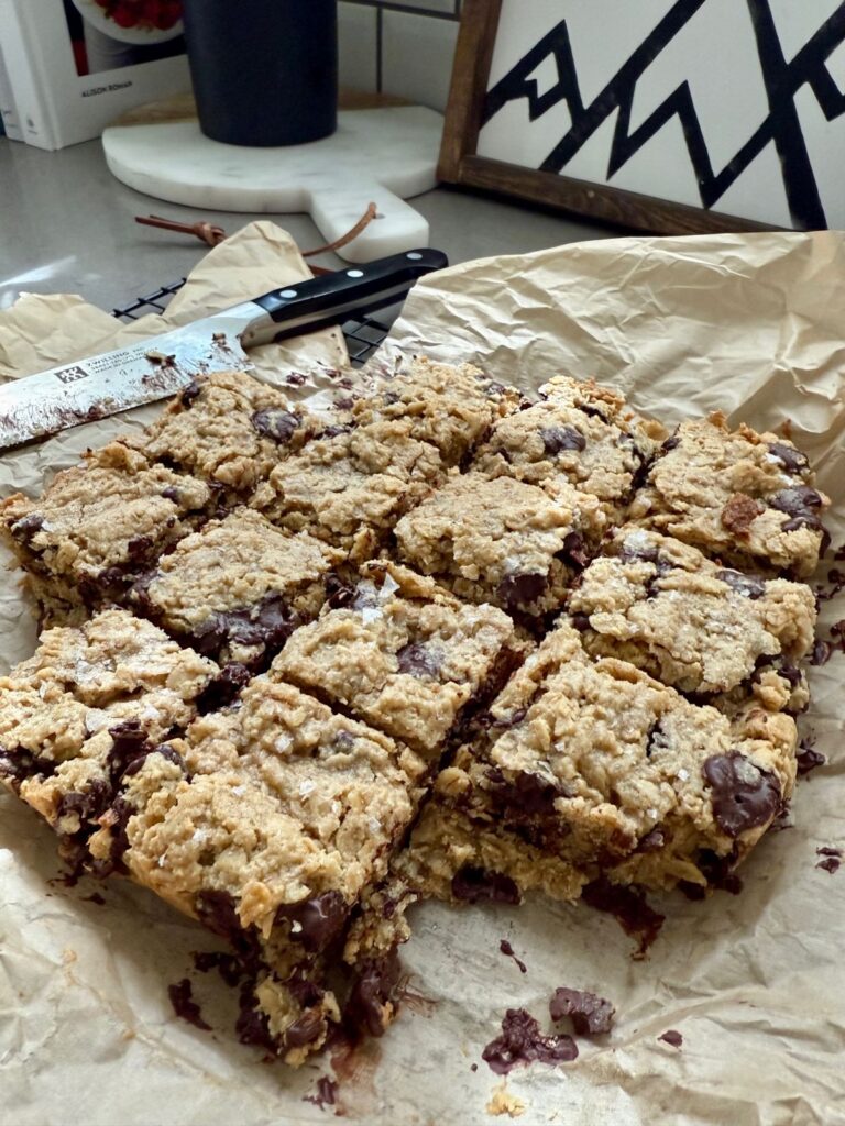 Tahini Maple Oat Bars with Dark Chocolate Chunks (GF, Vegan)