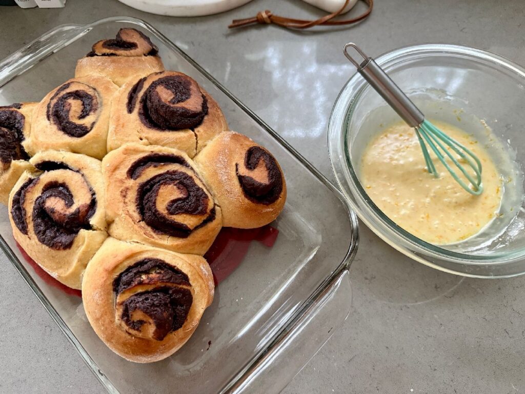 These delicious 1-hour (ish) chocolate cinnamon rolls with orange glaze are super fast to make