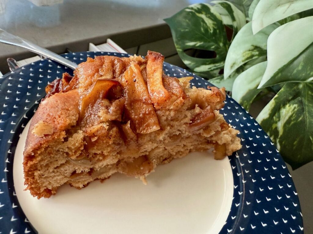 Caramelized Apple "Snack Cake" | This delicious caramelized apple cake is not just a fall treat, but the perfect indulgent snack year-round! Featuring a warmly spiced batter layered with gooey caramelized apples and topped with an apple cider glaze for a simple and cozy "snacking cake" that pairs perfectly with a cup of coffee on a Tuesday morning.  