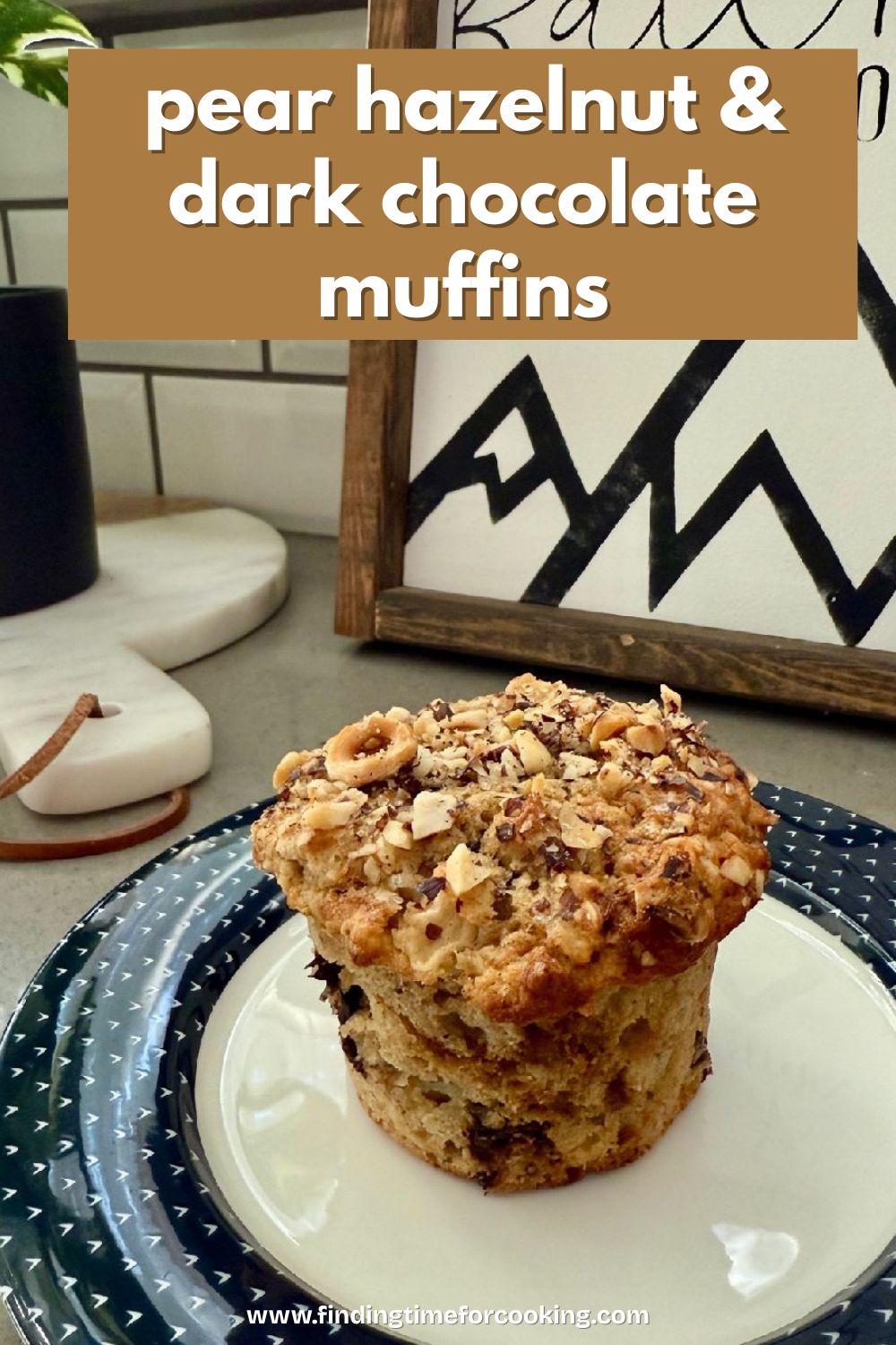 Pear, Hazelnut, & Dark Chocolate Muffins | These spiced pear, hazelnut, and dark chocolate muffins are packed with warm spices and fun textures...a cozy hug whether it's a breakfast treat or an afternoon snack!  They're easy to whip up and perfect for fall or winter.  Best muffin recipes, how to use up ripe pears, pear recipes, breakfast ideas, make-ahead breakfast. 