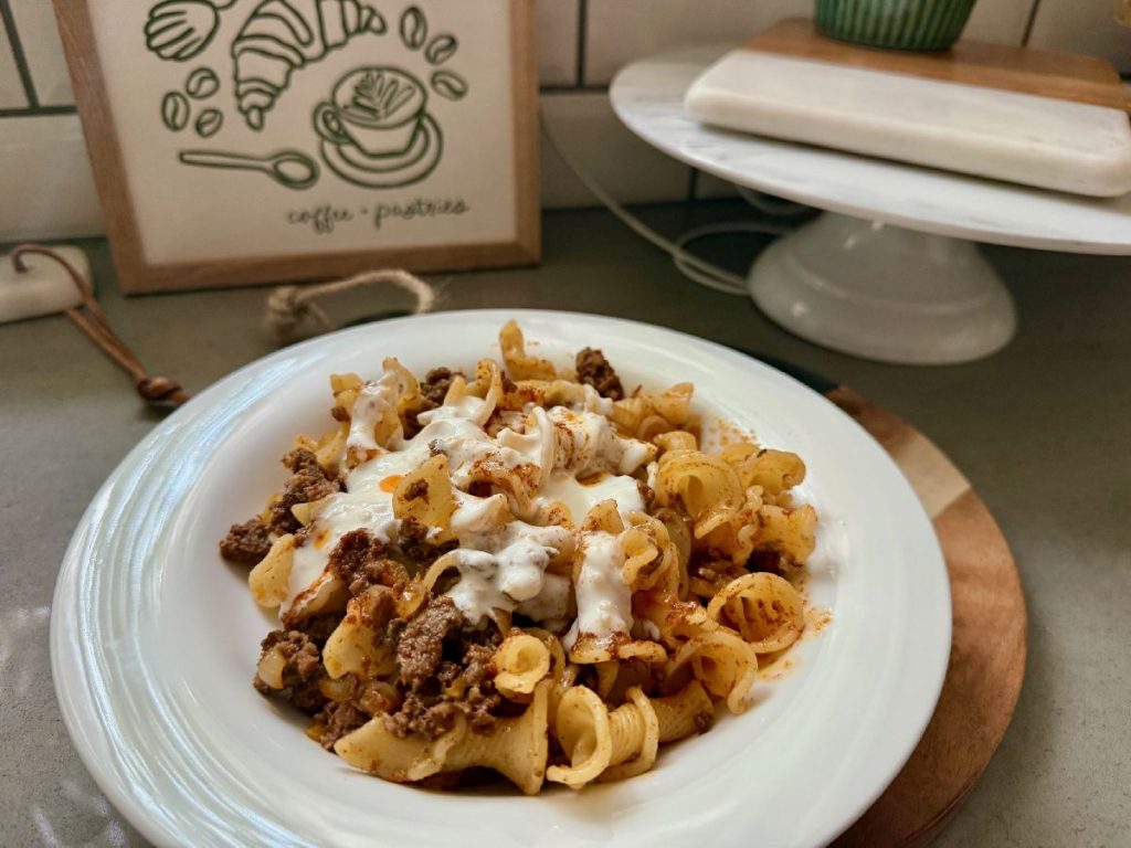 How to Make the Viral Turkish Beef Pasta | This delicious and super easy Turkish beef pasta has echoes of the traditional dish manti (tiny stuffed pastas) and has gone viral on Tiktok.  It's not hard to see why...it's ready in less than 30 minutes, feels indulgent but is fairly healthy, and is a total crowdpleaser! 