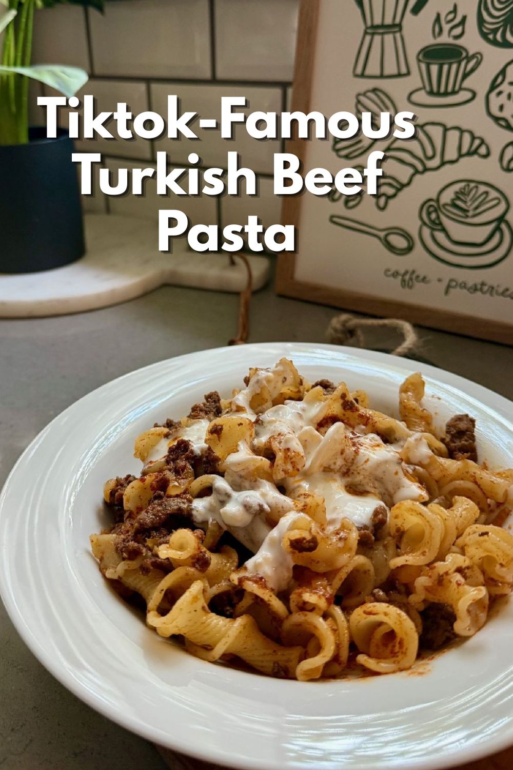 How to Make the Viral Turkish Beef Pasta | This delicious and super easy Turkish beef pasta has echoes of the traditional dish manti (tiny stuffed pastas) and has gone viral on Tiktok.  It's not hard to see why...it's ready in less than 30 minutes, feels indulgent but is fairly healthy, and is a total crowdpleaser!  An easy weeknight meal, 30 minute meal, healthy dinner recipe. #pasta #turkishfood #30minutemeal #weeknightdinner