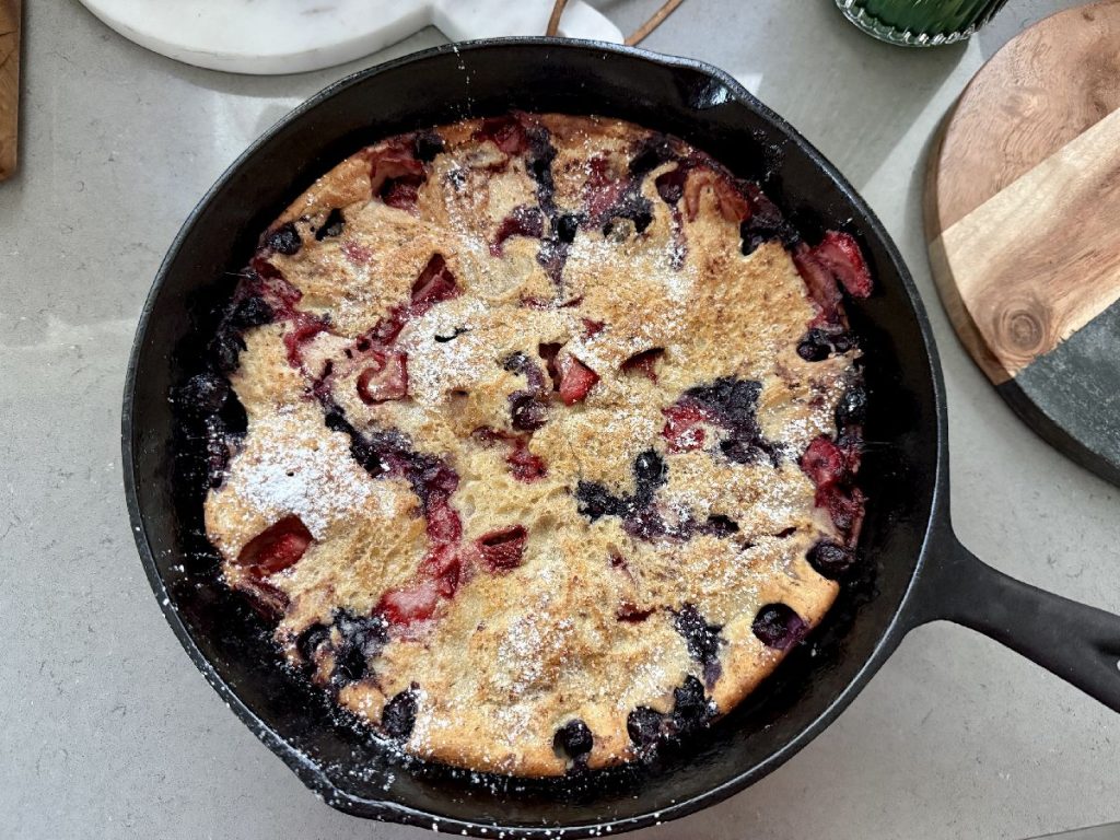 This lemon berry dutch baby is the easy brunch recipe you need! A dutch baby (or german pancake) is one of the easiest breakfast dishes around without slaving over the stove, and this version adds a ton of flavor...fresh lemon and bright berries bring a summer-y vibe you'll love year-round! Here's a super easy and basically foolproof recipes you can with just a few minutes of hands-on time, any day of the week.