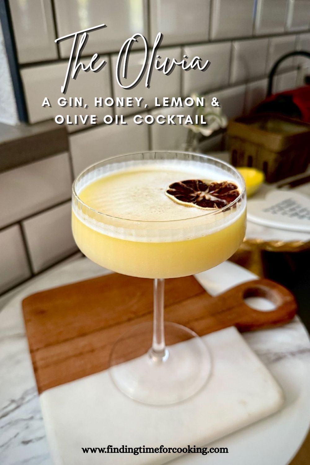 The Olivia is an easy but unique gin cocktail...similar to a Bee's Knees, with the sweeter honey and amaretto balancing out tart lemon juice. It's got a slight hit of olive oil, not as much for flavor but for texture and balance. The result is an interesting, delicious, super easy gin cocktail that's perfect for any occasion!