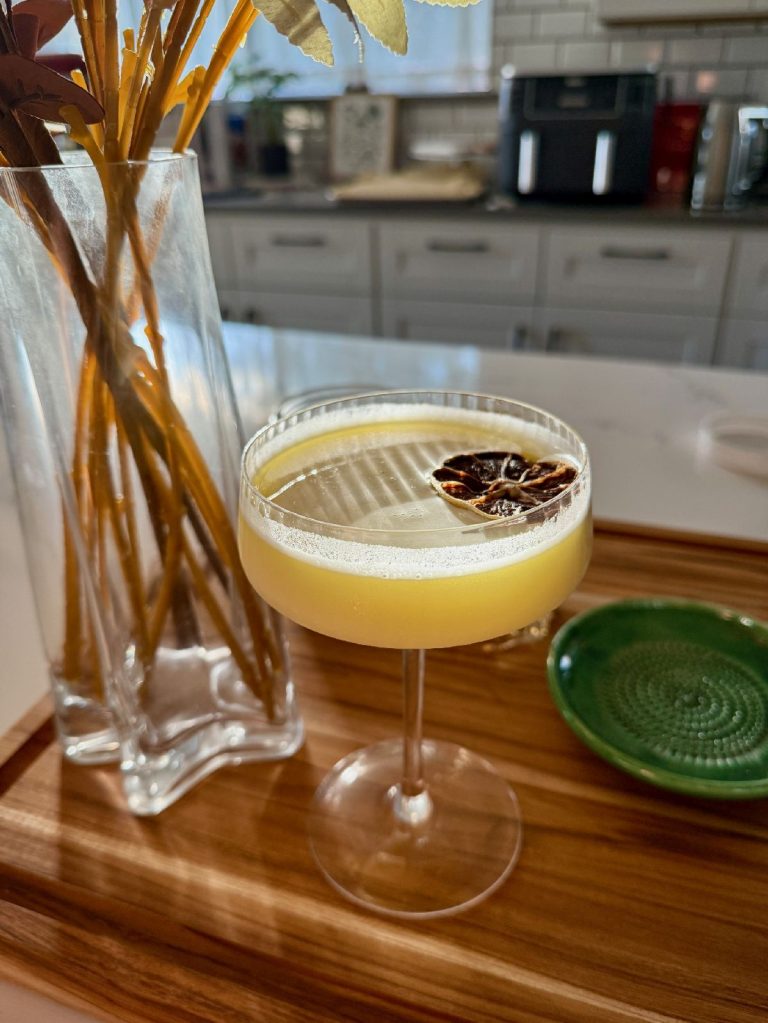 The Olivia:  Lemon & Honey Gin Cocktail with Amaretto & Olive Oil