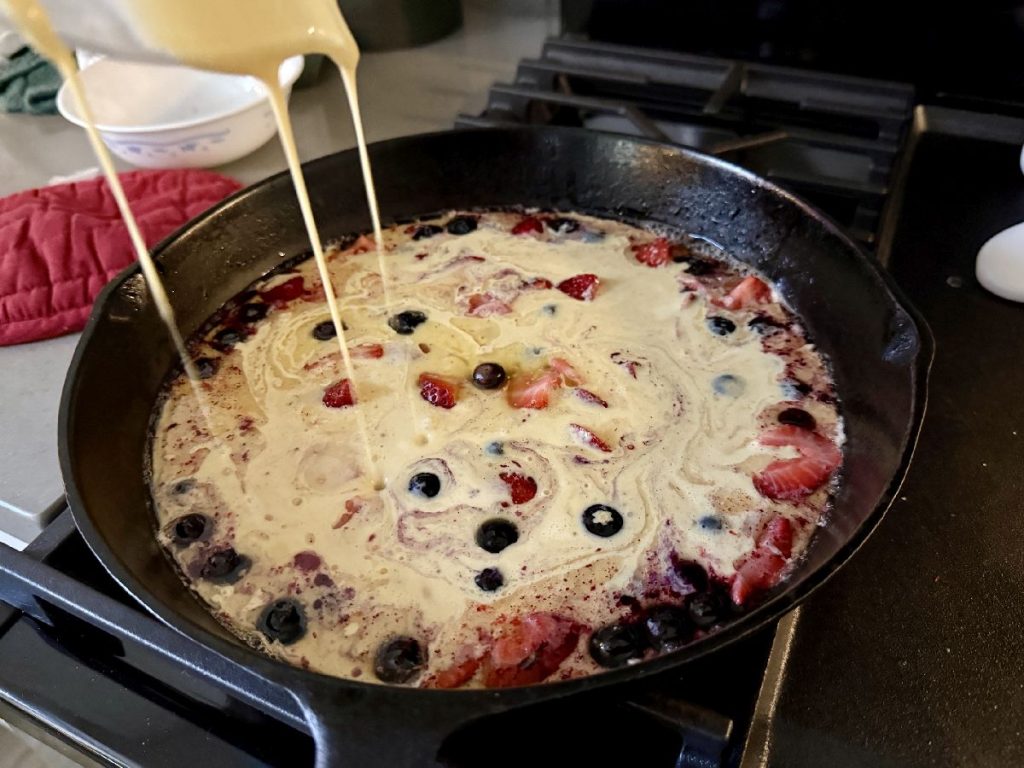 lemon berry dutch baby batter ready to bake