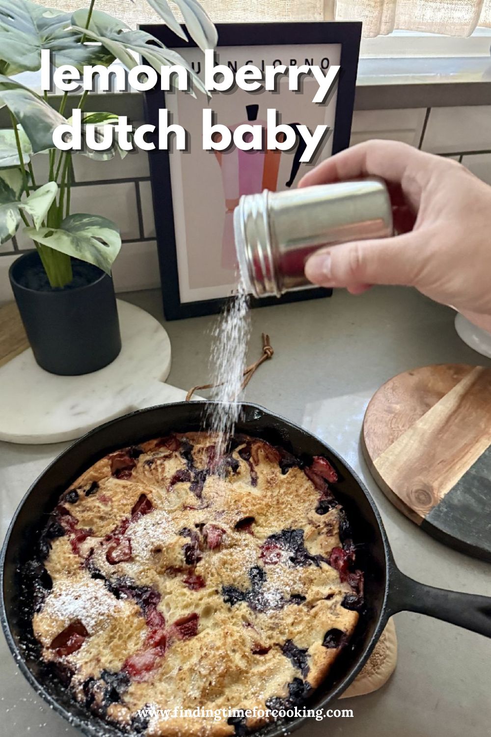 This lemon berry dutch baby is the easy brunch recipe you need! A dutch baby (or german pancake) is one of the easiest breakfast dishes around without slaving over the stove, and this version adds a ton of flavor...fresh lemon and bright berries bring a summer-y vibe you'll love year-round! Here's a super easy and basically foolproof recipes you can with just a few minutes of hands-on time, any day of the week. Brunch recipes you'll love. #dutchbaby #brunchrecipe #pancakes
