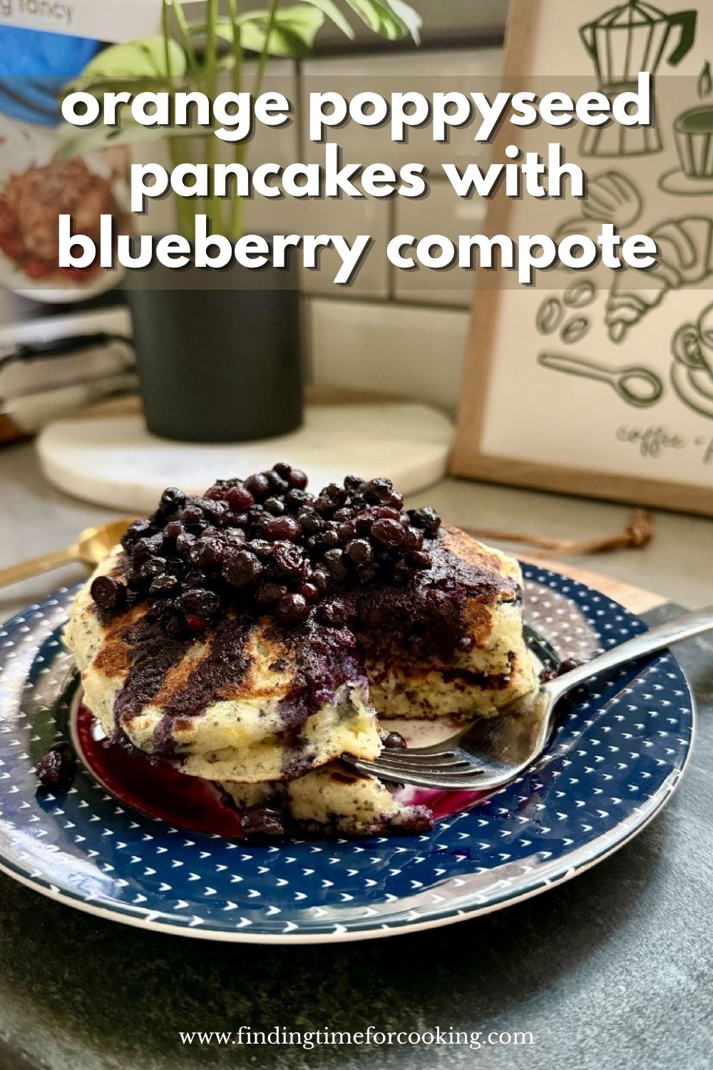 These orange poppyseed pancakes are a perfect easy brunch recipe, with a light citrus flavor and fluffy texture.  I recommend topping them with an easy blueberry compote and a drizzle of maple syrup! 