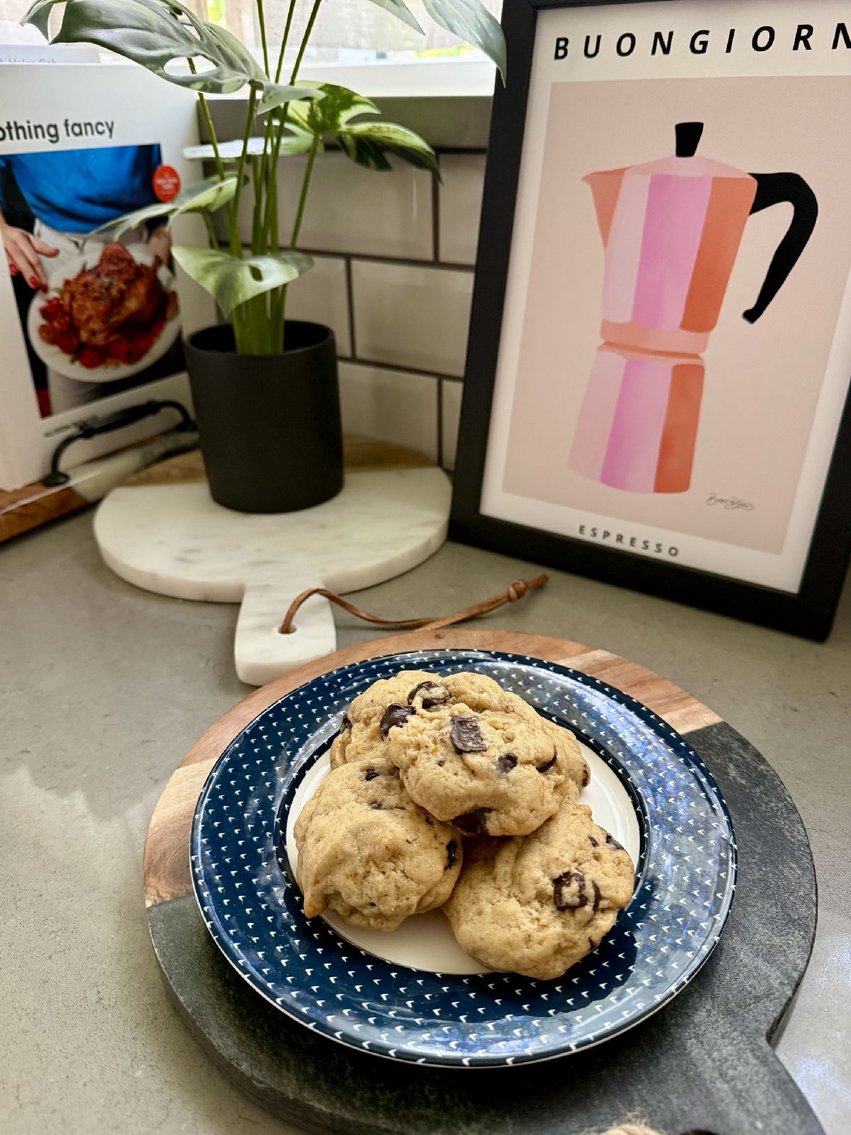 These orange tahini cookies with dark chocolate chunks are a unique twist on the traditional chocolate chip cookie recipe