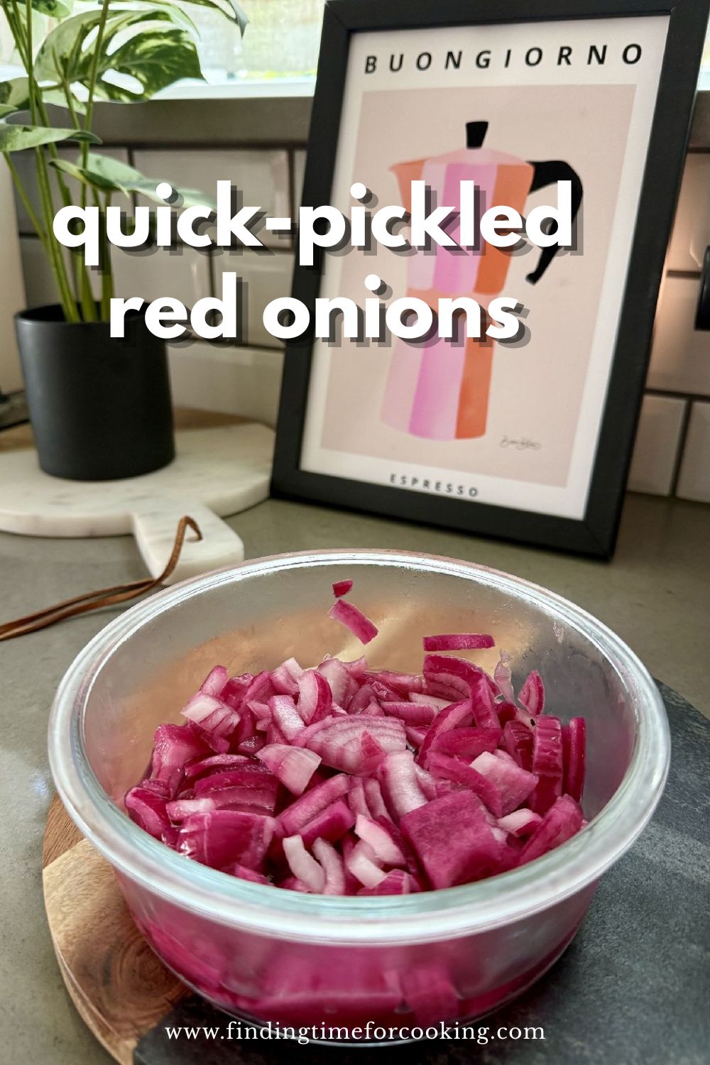 These quick-pickled red onions are a delicious, versatile addition to so many dishes! You can whip them up in just a few minutes, keep them in fridge, and use them as a tangy, crunchy topping on tacos, bowls, and so much more.